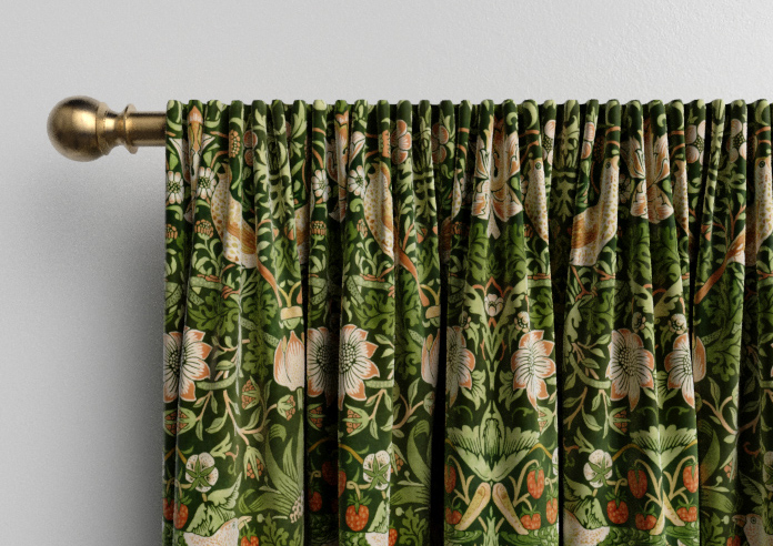 William Morris At Home Strawberry Thief Velvet, Nettle - Made to Measure Curtains - Image 9